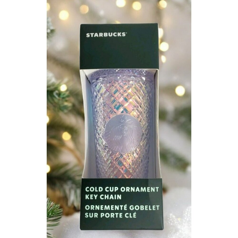 Starbucks Mini Cold Cup Key Chain Iridescent Ornament Holiday '22 Christmas Gift